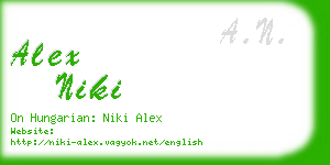 alex niki business card